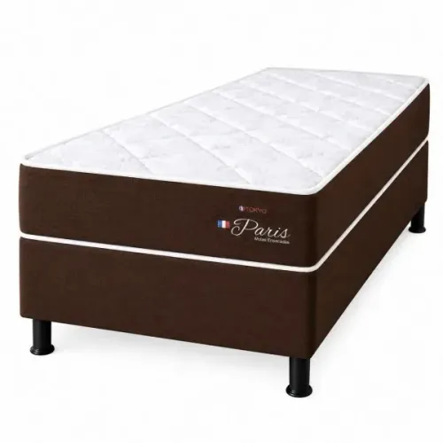 Cama Box Solteiro (Colchão + Base) Paris 88x188 Molas Ensacadas Topázio
