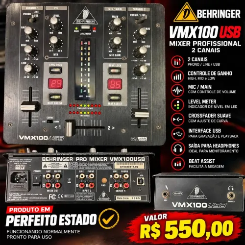 Mixer profissional DJ Behringer VMX100USB