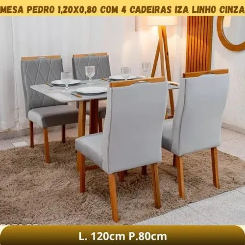 Mesa de jantar de 4 cadeiras 1.20x80