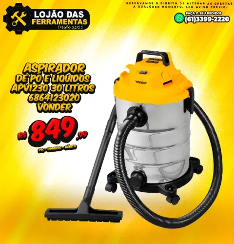 Aspirador de Pó e Líquidos APV1230 30 Litros 6864123020 Vonder