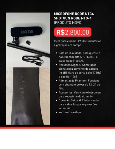 MICROFONE RODE NTG4 SHOTGUN RODE NTG-4