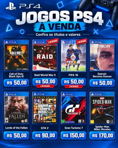 Jogos de PS4 novos e usados