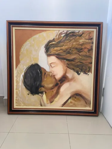 Quadro o casal beijando, Tamanho 100x 100 cm
