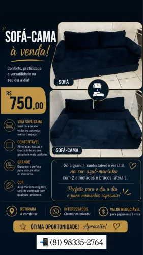 Sofá-cama azul marinho