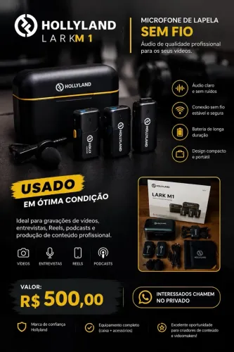 MICROFONE SEM FIO HOLLYLAND LARK M1 - COMPLETO!