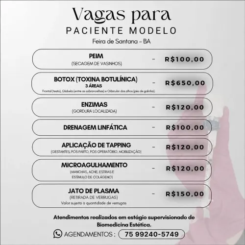Vagas para PACIENTE MODELO 