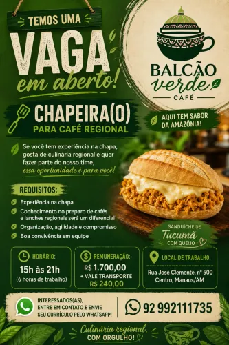 Vaga pra chapeira (o) 