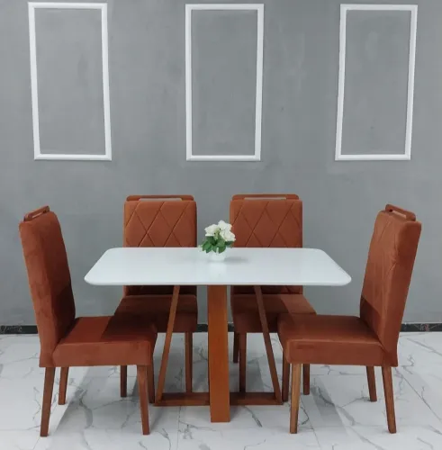Conjunto Mesa Laqueada 100% Madeira (Nova) T.O.P L.U.X.O