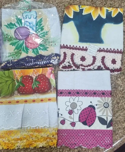 Vendo Pano de Prato Bordado com Pintura e com biquinho