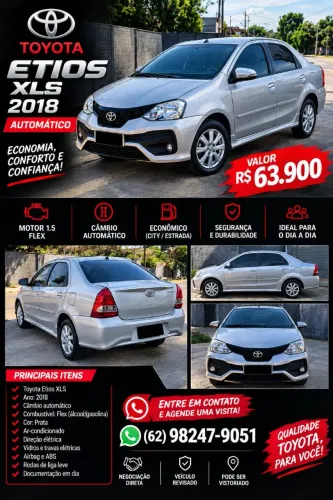 Toyota Etios XLS Sedan 1.5 Flex 16V 4P Aut. 2018