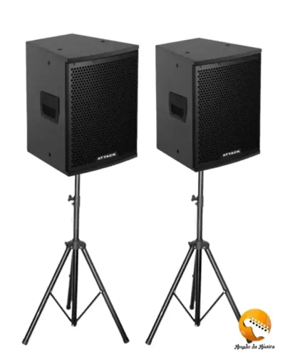 Kit Duas Caixa Acustica Attack Vrf-810 08 100w C/ Suporte para Caixa
