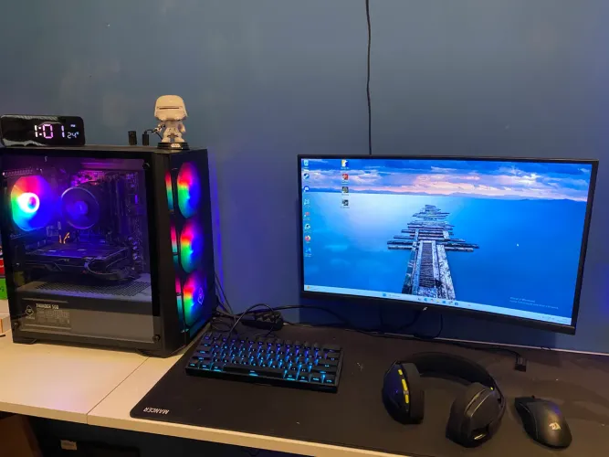 PC Gamer Ryzen 5 + RX 6600 + Monitor 180Hz + Kit Completo