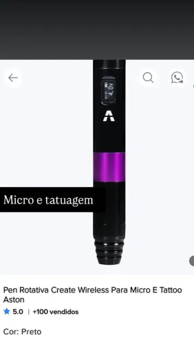 Pen rotativa crente wireless para micro e Tatuagem Aston