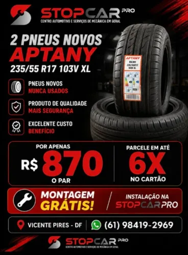 2 Pneus Novos Aptany 235/55 R17 6x no Cartão