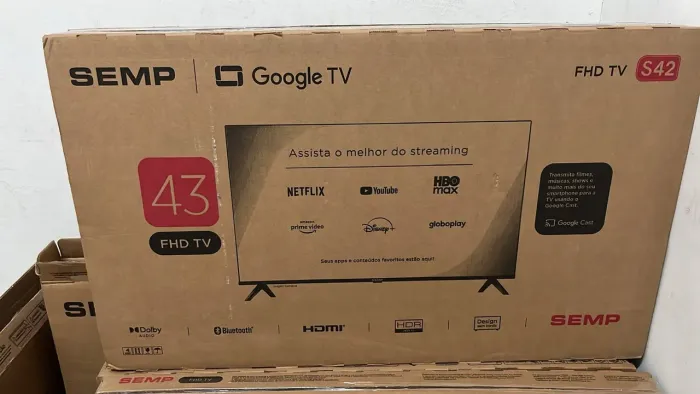 Smart TV SEMP 43 Google TV Full HD Bluetooth Nova - R$ 1.450,00
