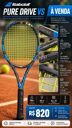 Raquete De Tênis Babolat Pure Drive Vs 98 L2 - 300g (Usado)