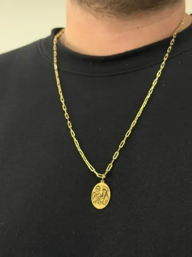 Corrente masculina cartier pingente fine line personalizada sob encomenda