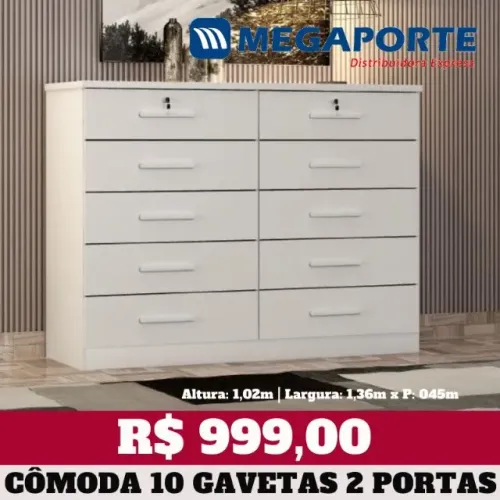 Cômoda 10 Gavetas com Chave (Novo) Entrega Grátis!