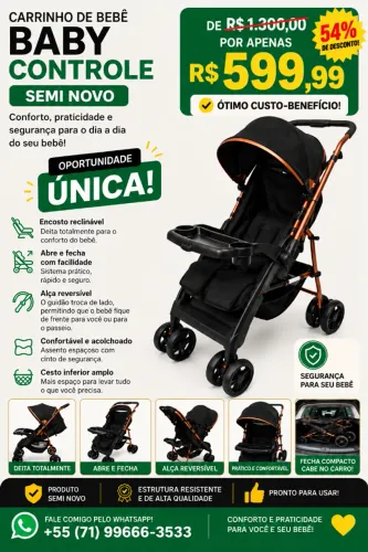 CARRINHO DE BEBÊ BABY CONTROLE TUTTI BABY PROMOÇÃO