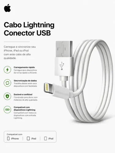 Cabo Lightning Conector USB