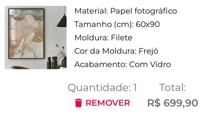 1 Quadro com vidro 90x60