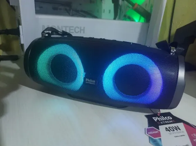 Caixa de Som Portátil 40W | Bluetooth 5.3 | TWS | LED | USB/TF/P2 | Bateria 16h
