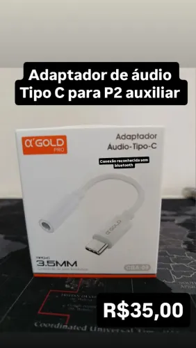 Adaptador de áudio Tipo C para P2 auxiliar fêmea / SUPER PROMOÇÃO