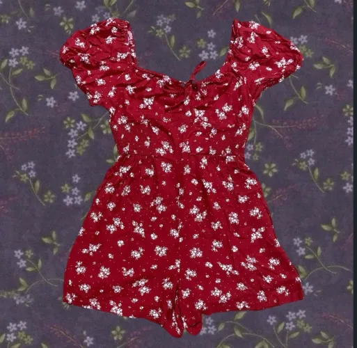 Macaquinho Cherry Picnic Playsuit