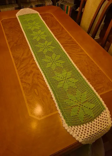 Caminho de mesa Crochê Verde Limão 1.70cm