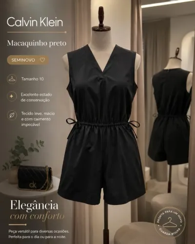 Macaquinho Calvin Klein Preto ? Seminovo ? Tam. 10 / 44 Brasil
