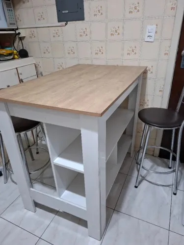 Bancada Ilha Gourmet para Cozinha 103 x 92 Cm MDP Branco