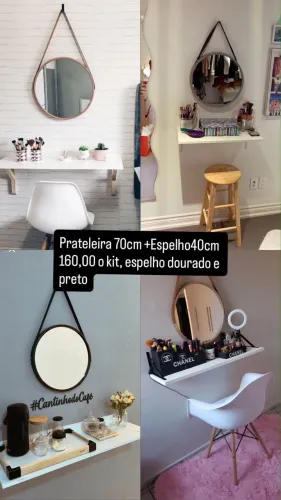 Kit de espelho e prateleira