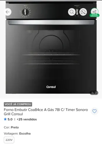 Forno de embutir Consul.