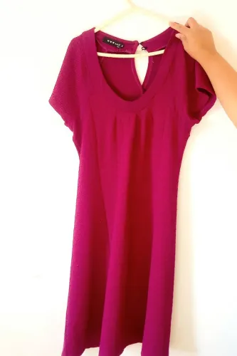 Vestido Feminino Marsala Kaue Manga Curta - Excelente Estado