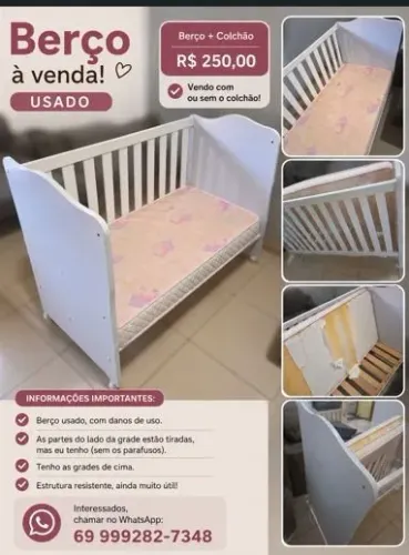 Berço usado + colchão