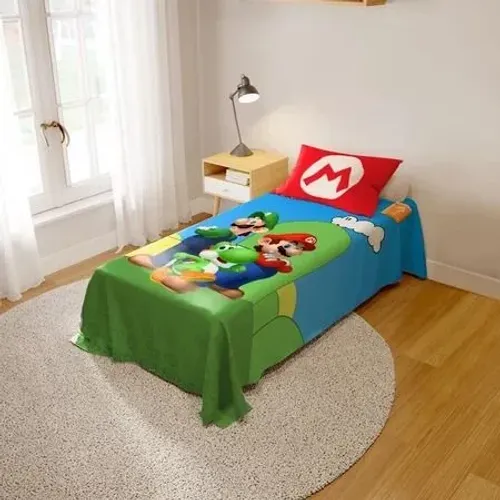 Jogo de lençol infantil Super Mario