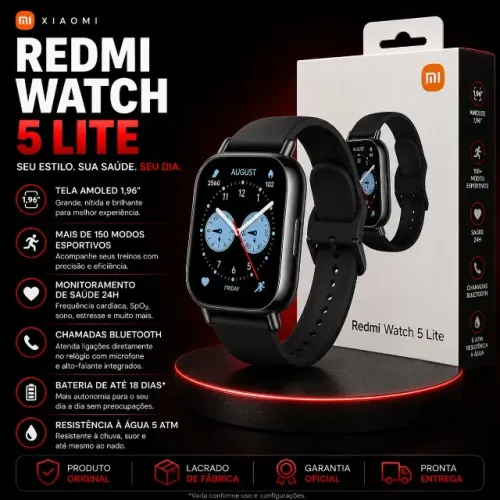 Smartwatch Redmi Watch 5 Lite Com Chamadas Bluetooth