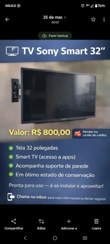 Tv smart 32 polegadas marca sony