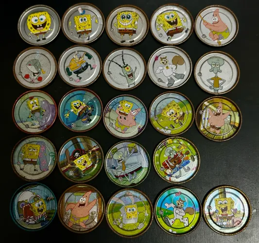 Lote 24 Tazos Elma Chips Metal Bob Esponja