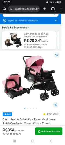 Carrinho de bebê e bebe conforto