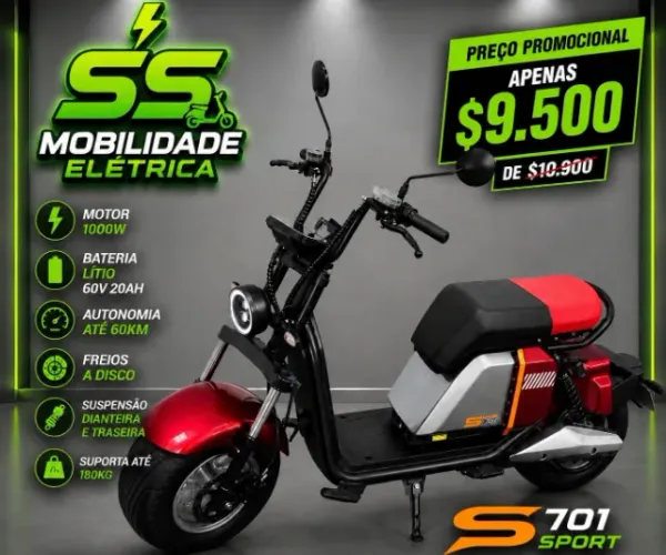 Scooter Elétrica S701 Sport 1000W 60V 20Ah - R$ 9.500