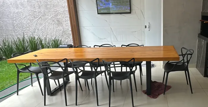 Mesa de Madeira Pinus 3 Metros - Grande e Resistente