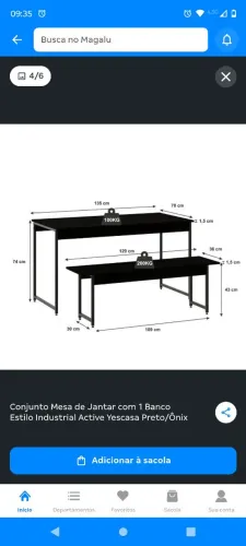 Mesa de jantar com banco preta