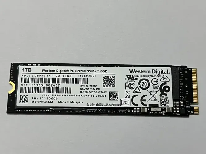 Nvme Ssd M.2 1tb Western Digital Pc Sn730 Nvme Pcie