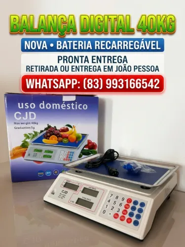 Balança de comercio ate 40kg, nova- bateria e energia