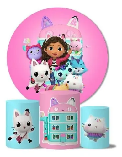 Painel de tecido sublimado + 3 capas para cilindro A CASA MAGICA DA GABY