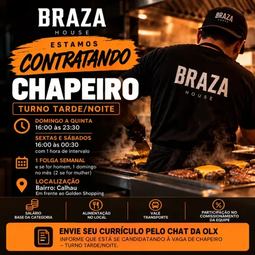 Vaga: Chapeiro - Turno Tarde/Noite
