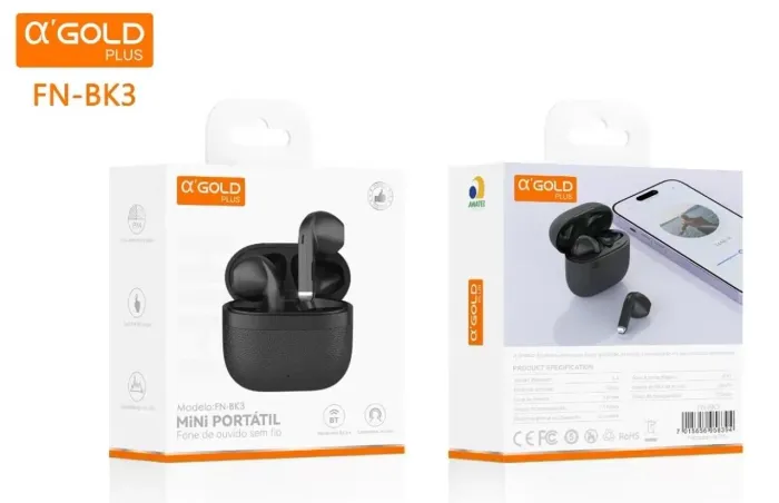 Fone sem fio Bluetooth Mini portátil ? Case para carregamento FNBK3