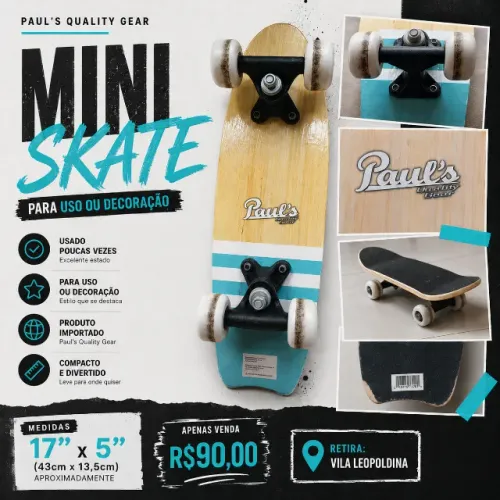 Mini Skate 17x5 polegadas - Paul's Quality Gear - importado