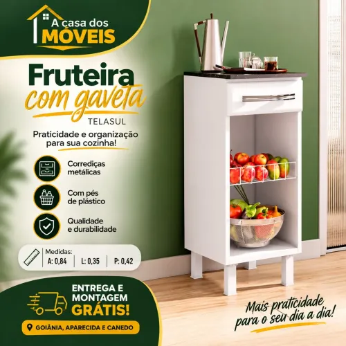 Fruteira com gavetas em aço 